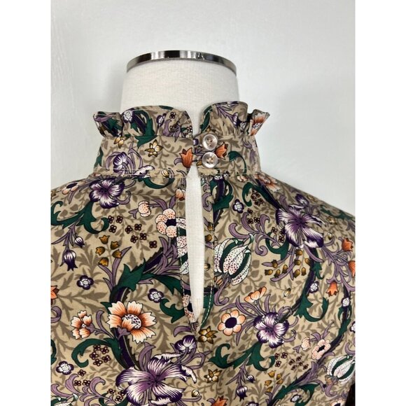 Vintage RRRRuss Womens Floral Ruffle Neck Blouse - Picture 8 of 13